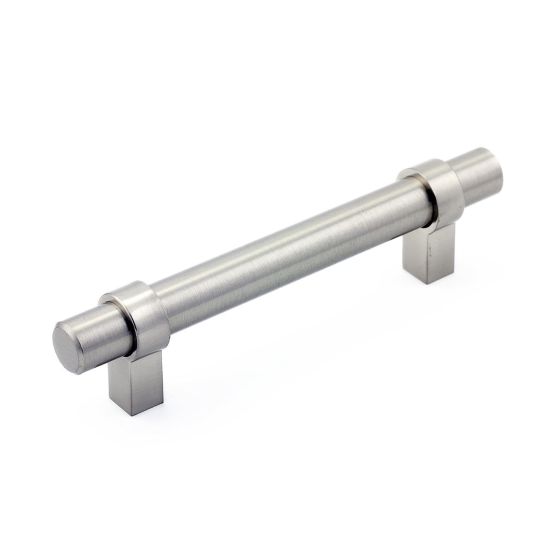 Poignée contemporaine en métal, 96 mm, nickel brossé