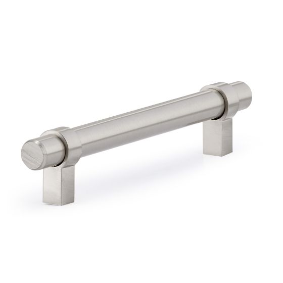 Poignée contemporaine en métal, 128 mm, nickel brossé