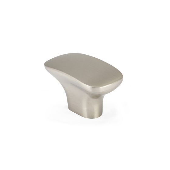 Bouton ovale contemporain en métal, nickel brossé
