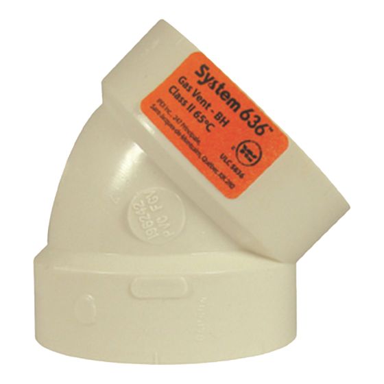Coude 45° Système 636 en PVC FGV, femelle, 2", blanc
