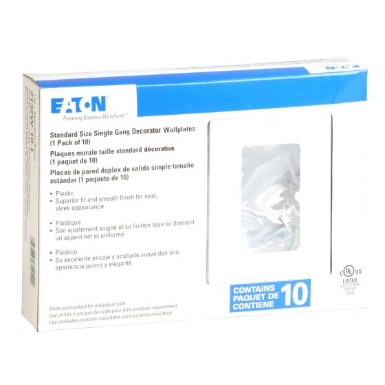 Decorative Wallplate - 1 Gang - Plastic - White - 10/Pkg