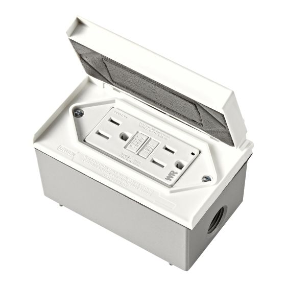 Boîtier étanche avec prise DDFT, 15A, 125V, blanc