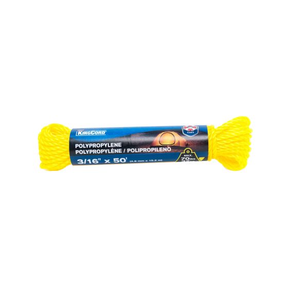 Twisted Polypropylene Rope - Yellow - 3/16" x 50'