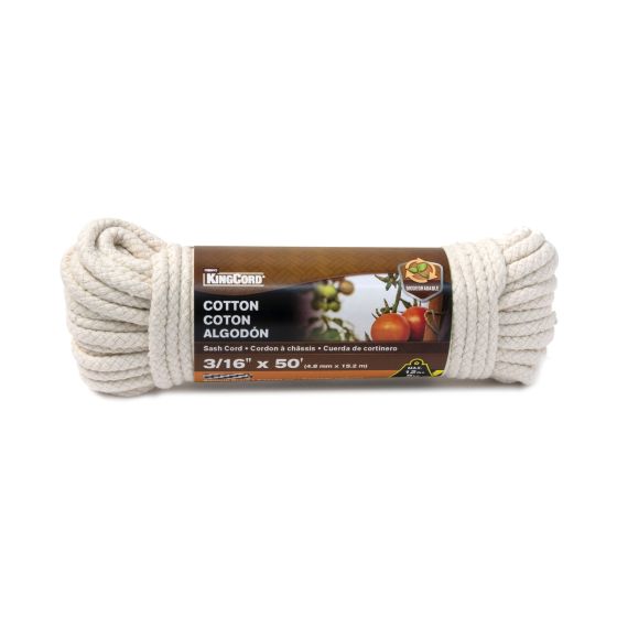 Corde en coton tressée lisse, naturel, 3/16" x 50'