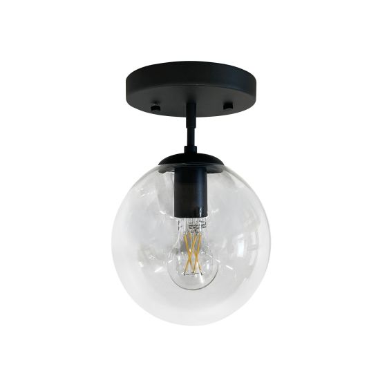 Plafonnier à 1 lumière Indiana, noir, 8"