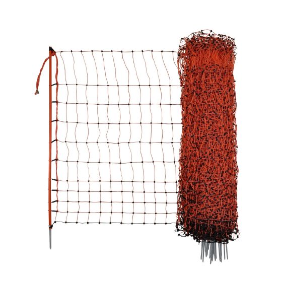 Poultry Netting - Electrifiable - Single Point Stakes - Orange - 41 3/4" x 164'