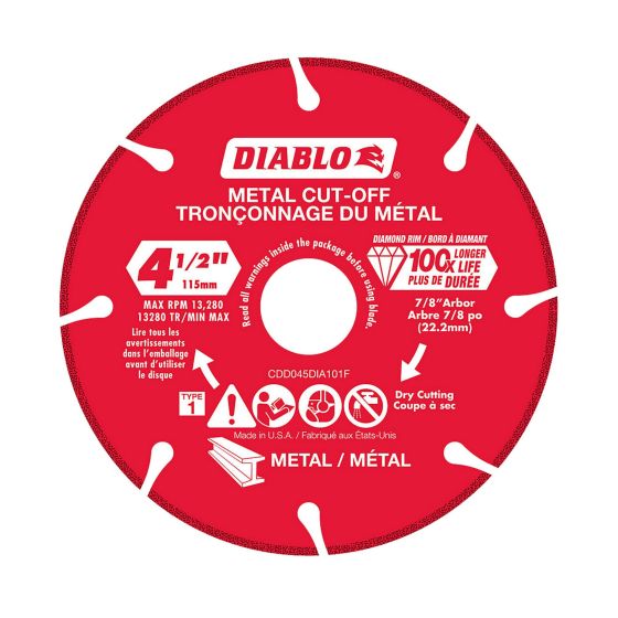 Meule à diamant pour tronçonner le métal, 4 1/2"