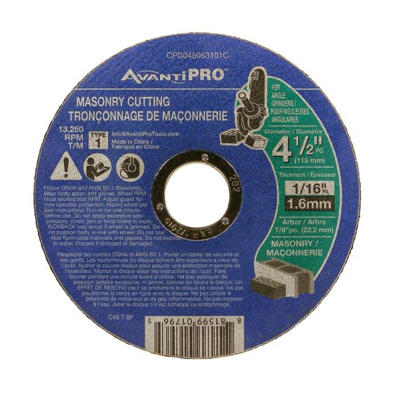 Cut-Off Grinder Wheel for Masonry - 4 1/2" x 1/16" x 7/8"
