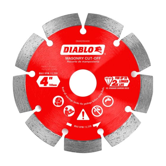 Disque à tronçonner à segments diamantés, pour maçonnerie, 4"