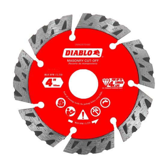 Disque à tronçonner à segments diamantés Turbo, pour maçonnerie, 4"