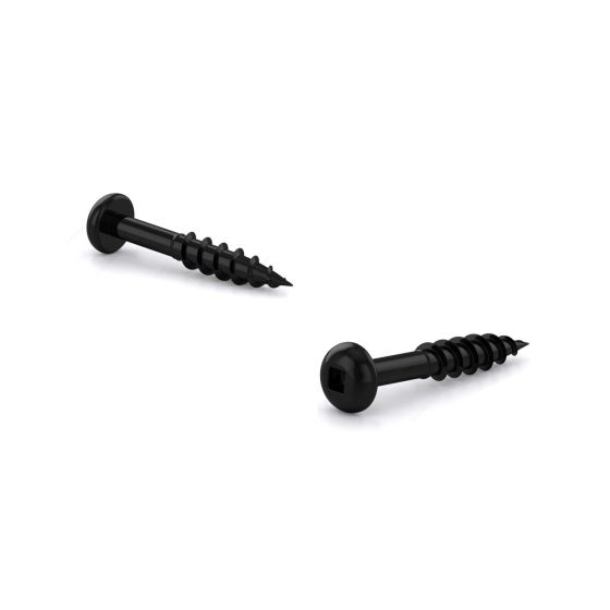 Pan Head Screw - Square Drive - Coarse Thread - Black Rustproof Finish - #8 x 7/8" - 9/Pkg