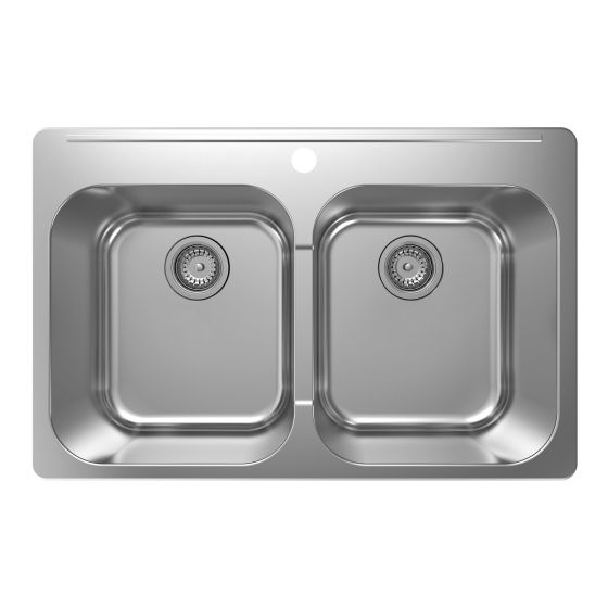 Double Kitchen Sink, Stainless Steel, 31 1/2" x 20 1/2"