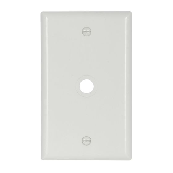 Plaque murale pour prise téléphonique/coaxiale, plastique, blanc