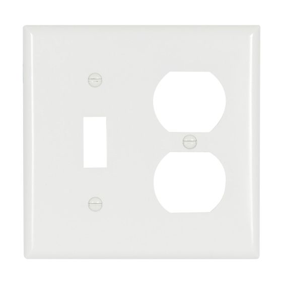 Wallplate - 1 Duplex - 1 Toggle - Plastic - White