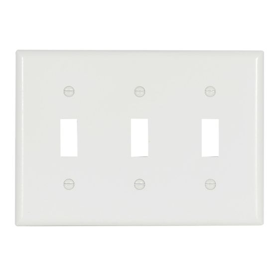Plaque murale 3 interrupteur, plastique, blanc