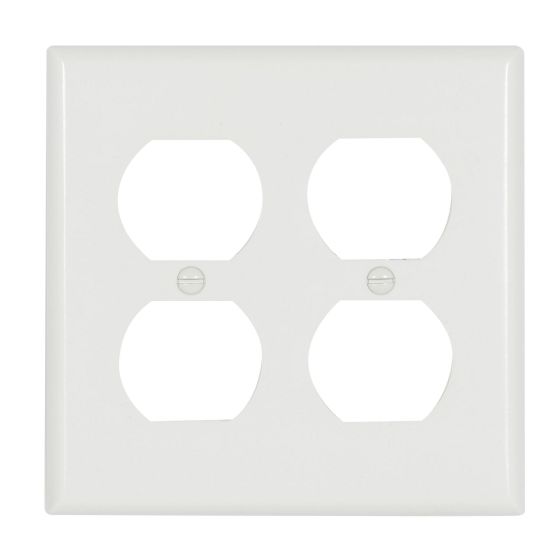 Wallplate - Duplex Receptacle - 2 Gang - Plastic - White