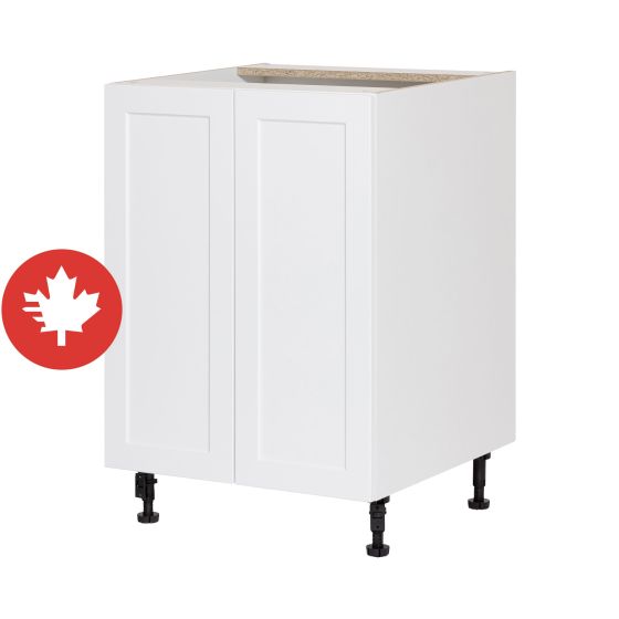 Caisson inférieur 2 portes, Shaker, blanc, 24" x 34 3/4" x 24"