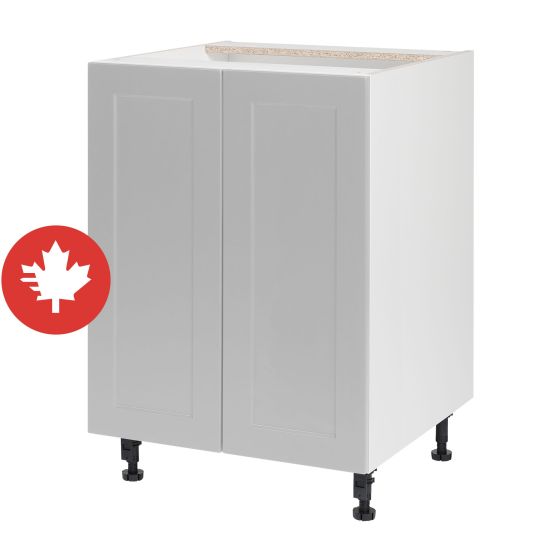 Caisson inférieur 2 portes, Shaker, gris, 24" x 34 3/4" x 24"