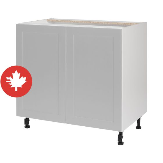Caisson inférieur 2 portes, Shaker, gris, 36" x 34 3/4" x 24"