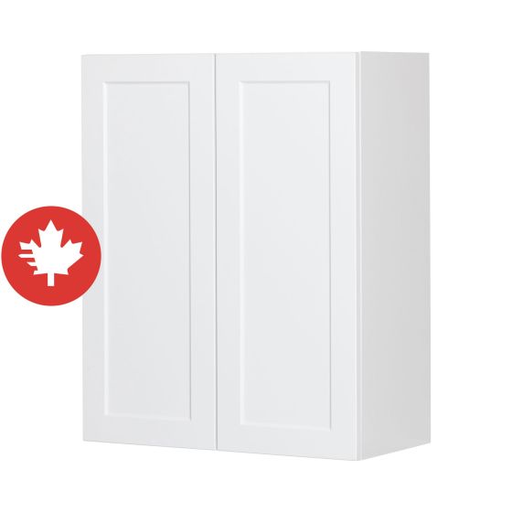 Caisson supérieur 2 portes, Shaker, blanc, 24" x 30" x 12 1/2"