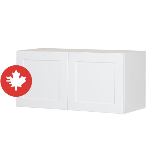 Wall Fridge Cabinet 2 Doors - Shaker - White - 30" x 14" x 12 1/2"