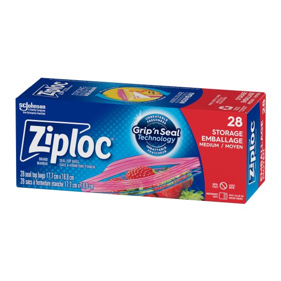 Sac congelation Ziploc Grip'n Seal, moyen 28/pqt