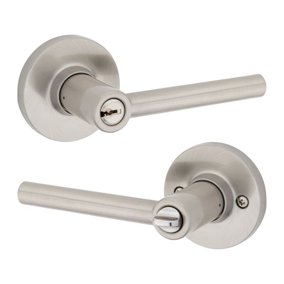 Levier pour porte d'entrée, Reminy, nickel-satin