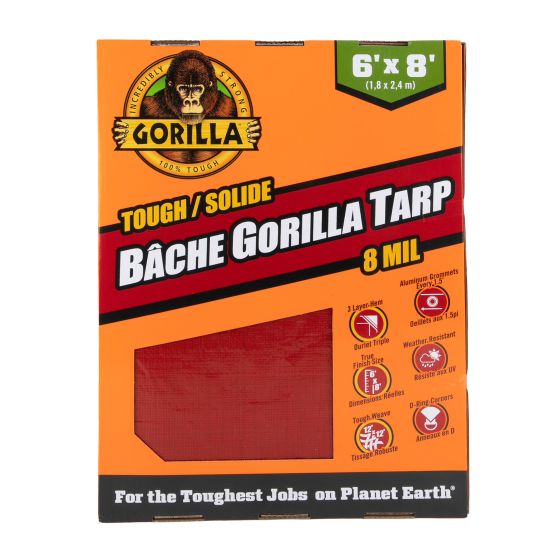 Bâche Gorilla solide, rouge, 6' x 8'