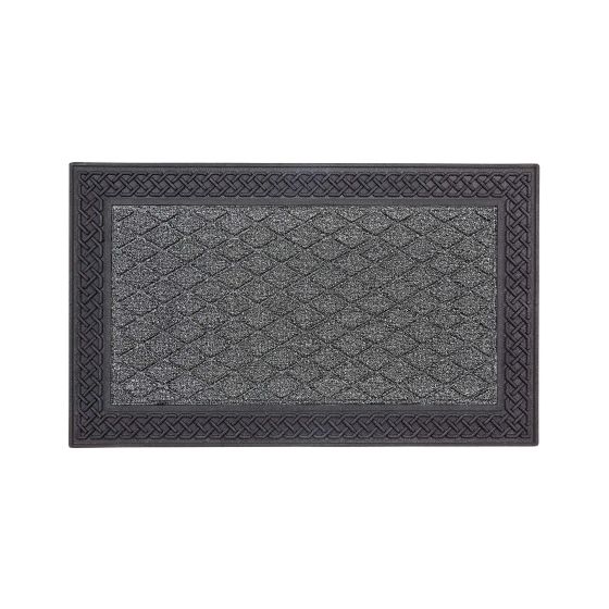 Tapis d’entrée, bord caoutchouc, 18’’ x 30’’, gris et noir
