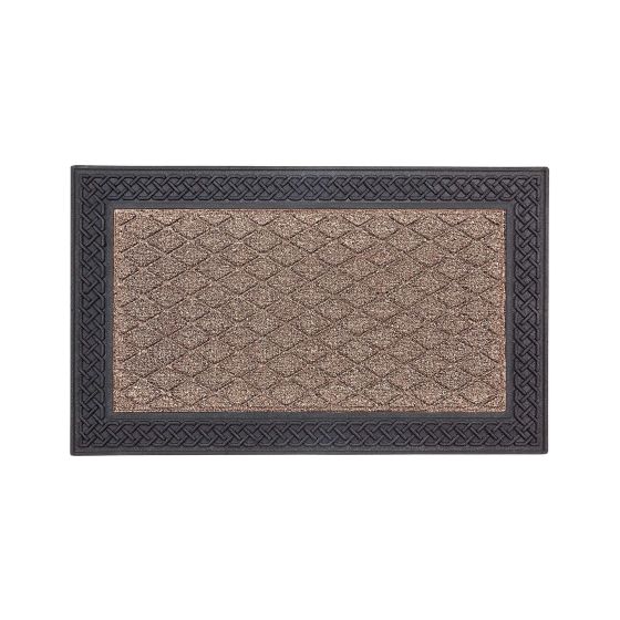 Tapis à bords en caoutchouc, noir et taupe, 18" x 30"