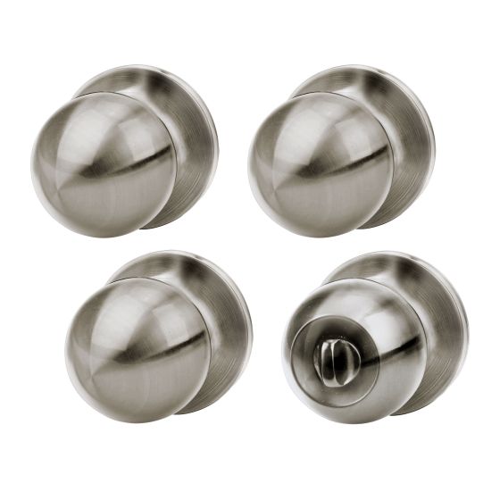 Knob Set For Private And Passage Doors - Hudson - 4/pkg - Satin Nickel
