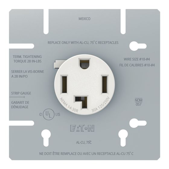 Receptacle Power Dryer  - White - NEMA 14-30R - NEMA 14-30R - 30 A/125V/250 V