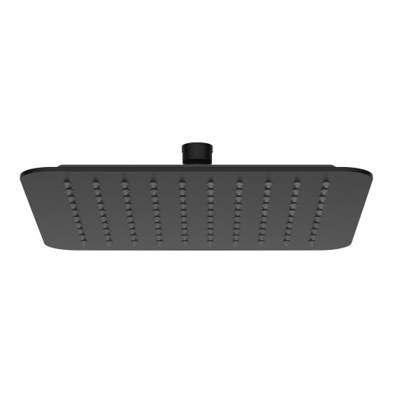 Pomme de douche à effet pluie, carré, noir mat, 10"