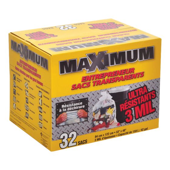 Garbage Bag - Contractor - 3 Mils - Clear - 32/Pkg - 33" x 48"