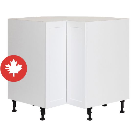 Caisson inférieur de coin 2 portes, Shaker, Blanc, 33" x 34 3/4" x 24"