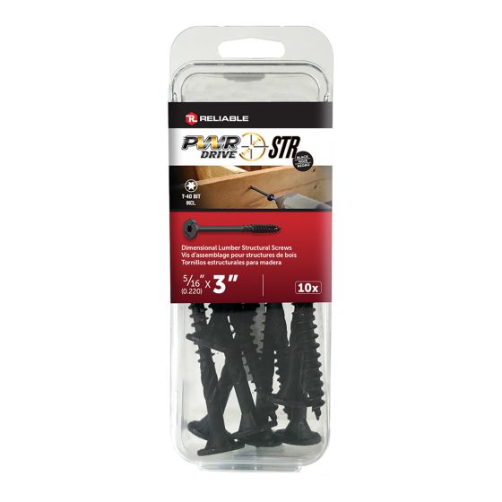 Vis structurale, PWR, T17, noir, 5/16" x 3", 10/pqt