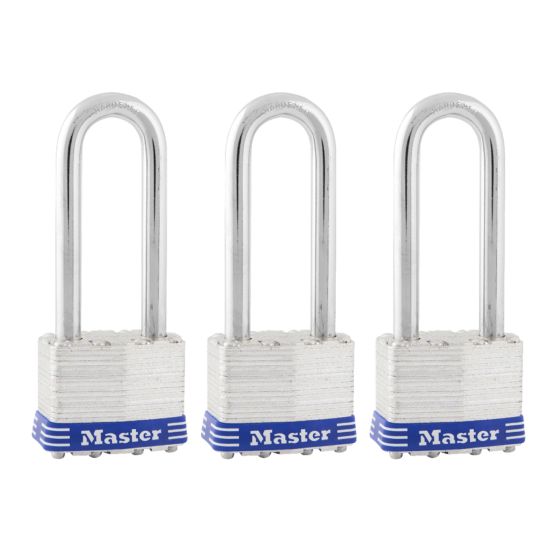 Laminated Padlock - Long Shackle - 1 3/4" - 3/pkg