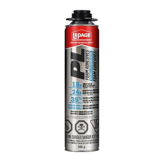 Mousse adhésive, gypse et panneau, 598 g
