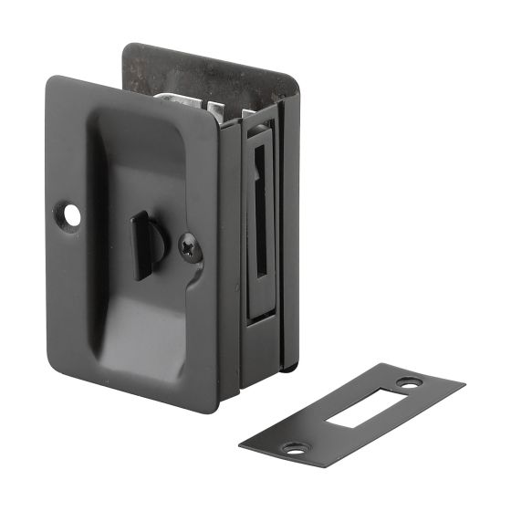 Recessed Rectangular Lock for Private Pocket Door - Black