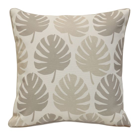Coussin d'extérieur, palmier, taupe, 18" x 18"