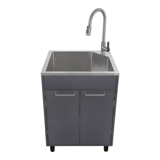 Utility Sink With Cabinet – Black - 24"
