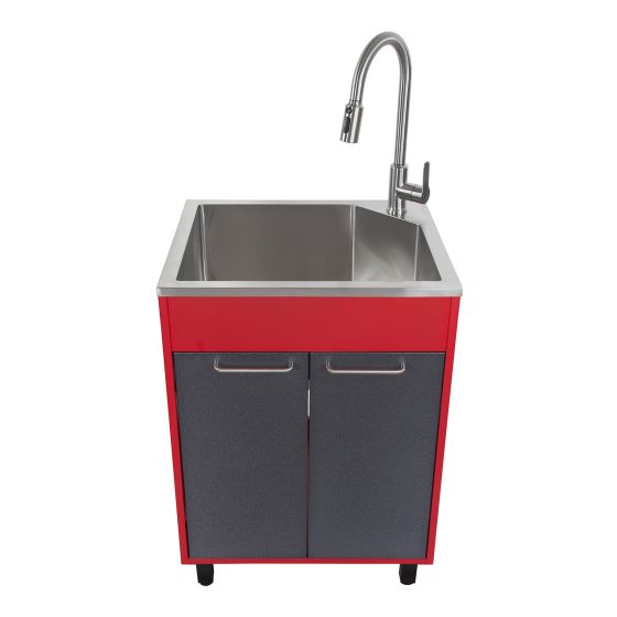 Ensemble cabinet de lavage, noir-rouge, 24"