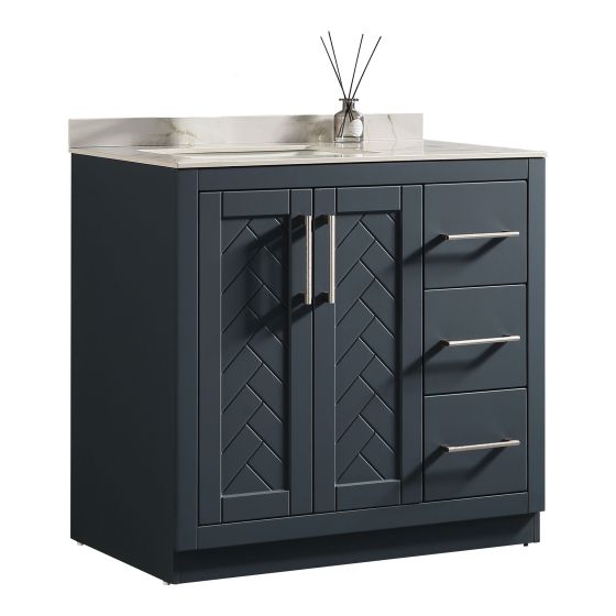 Meuble-lavabo, 36", charbon bleu