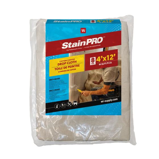 Toile de peintre, canevas de coton, crème, 8 oz, 4’ x 12’