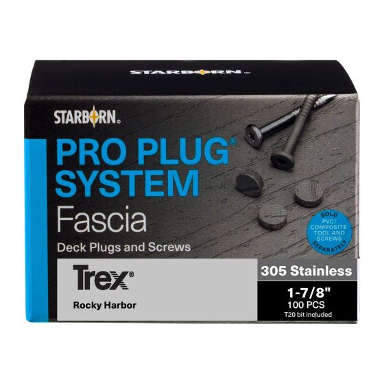 Ensemble vis et bouchons pour fascia, Trex, Rocky Harbor, 1 7/8", 100/pqt