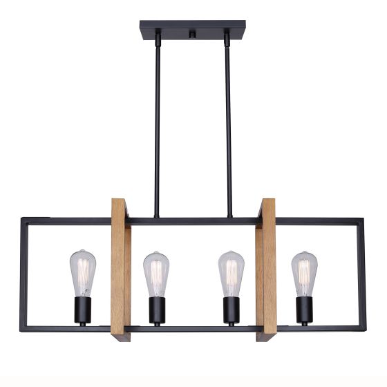 Riberia Pendant Light – 20" – Black-Wood
