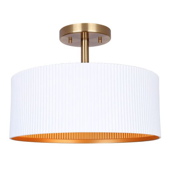 Plafonnier, Ajacio, blanc mat-or, 13"