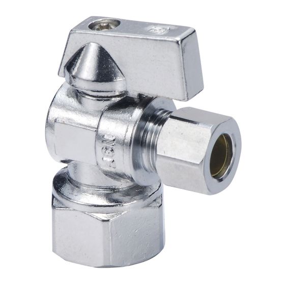 Valve d’arrivée d’eau, verticale, 3/8" COMP x 3/8" COMP, laiton