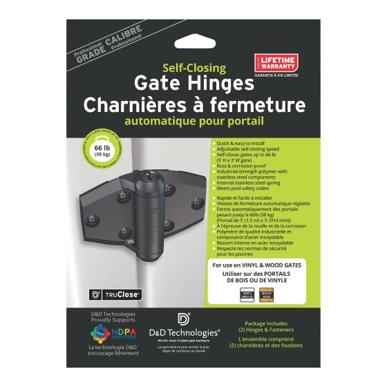 Hinge Self-Close – Vinyl/Wood – Black – 5 3/16" - 2/pkg