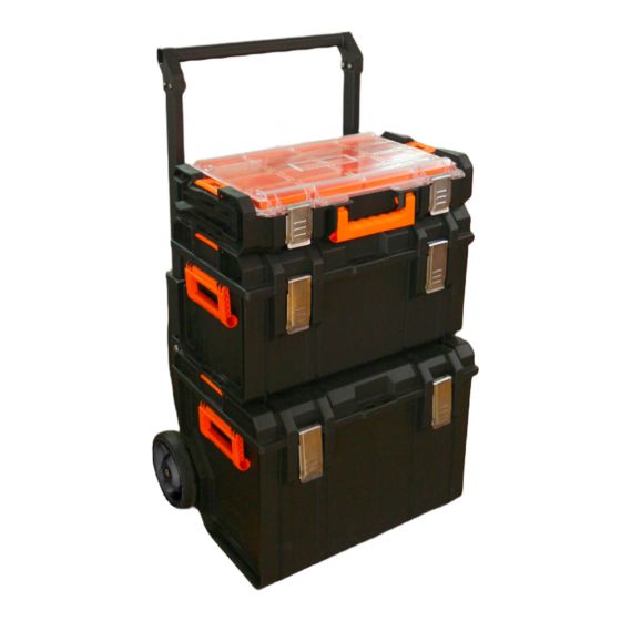 Ensemble de coffres à outils empilables sur roues, 3 pièces
